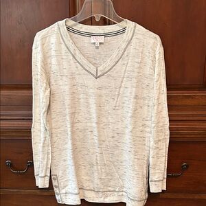 Talbots Light Gray Heather V-Neck Top/Size XS